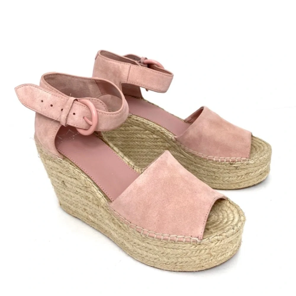 MARC Fisher Alida Suede Platform Wedge Espadrilles Sandals Dusty Pink Size 9 New